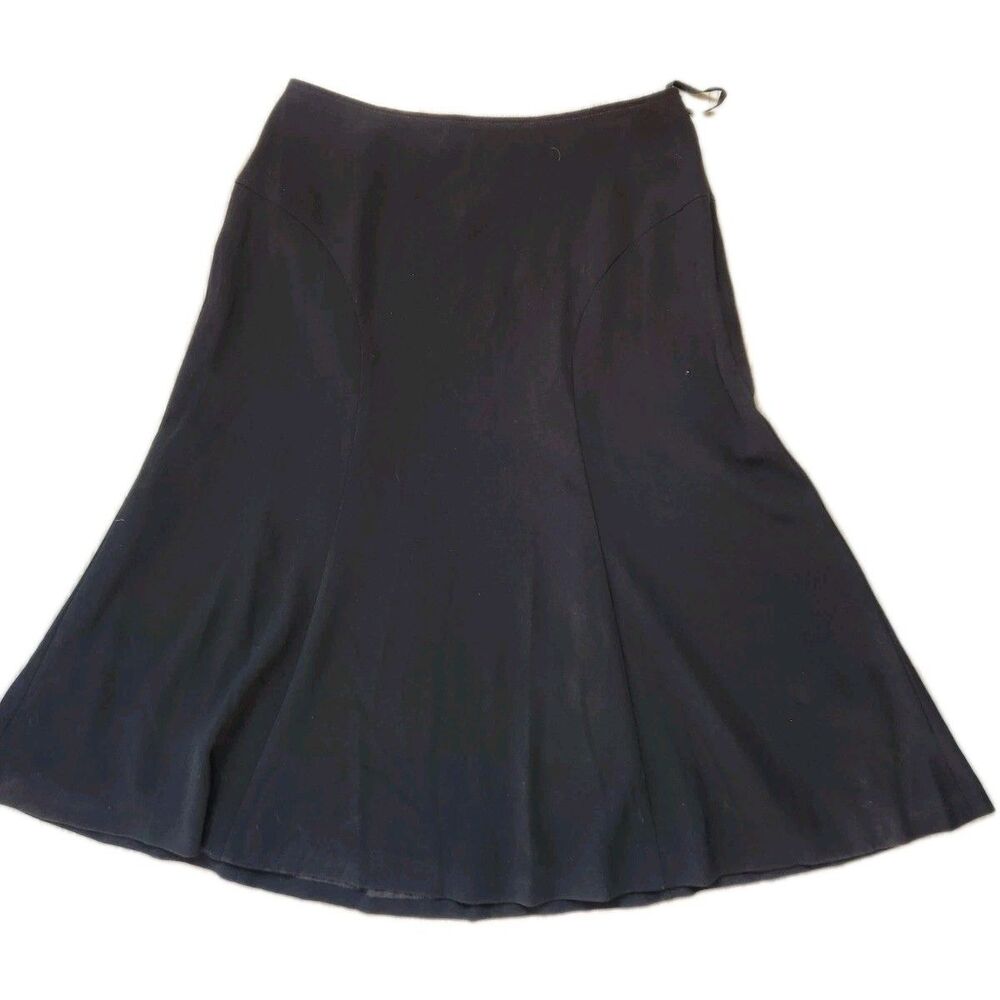 Vintage Talbots Petites Black A-Line Midi Skirt Womens 8P Lined Flare Career EUC